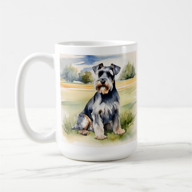 Mug Schnauzer miniature Aquarelle - Art Chien Imprimer (Gauche)