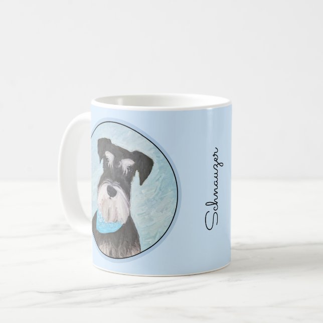 Mug Schnauzer (Miniature) Peinture - Chien original mi (Devant gauche)
