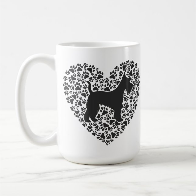 Mug Schnauzer Silhouette Heart Paws Print - Dog Lover (Gauche)