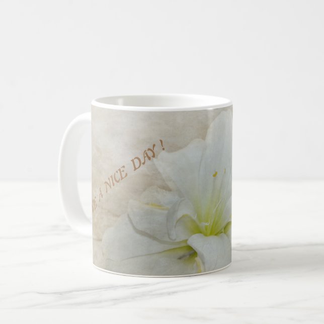 Mug Schöner Tag mit weißer Blüte (Devant gauche)