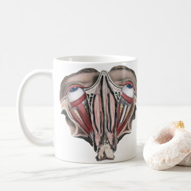 Mug Science de l'anatomie humaine vintage, yeux (Avec donut)