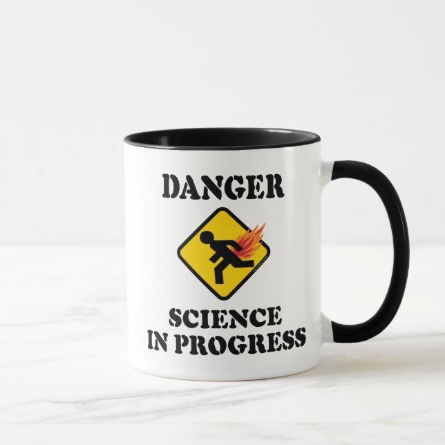 Mug Science du danger en cours - Humour de pet enflamm (Droite)