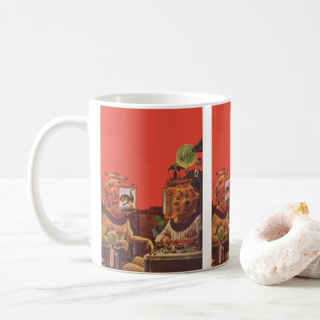 Mug Science-fiction vintage, casques Alien Steam Punk (Avec donut)