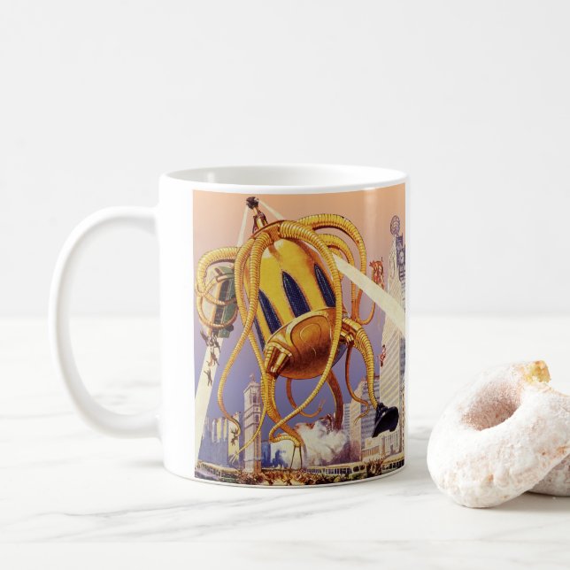 Mug Science-fiction vintage Guerre d'invasion Alien Pi (Avec donut)