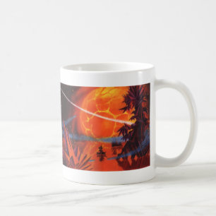 Mug Science-fiction vintage, planète de sci-fi de feu 