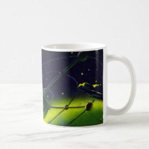 Mug Science-fiction vintage Planète verte avec vaissea