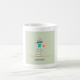 Mug Scientifique debout sur des livres