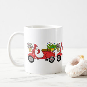 Mug Scooter de Noël dessiné à la main avec cadeaux