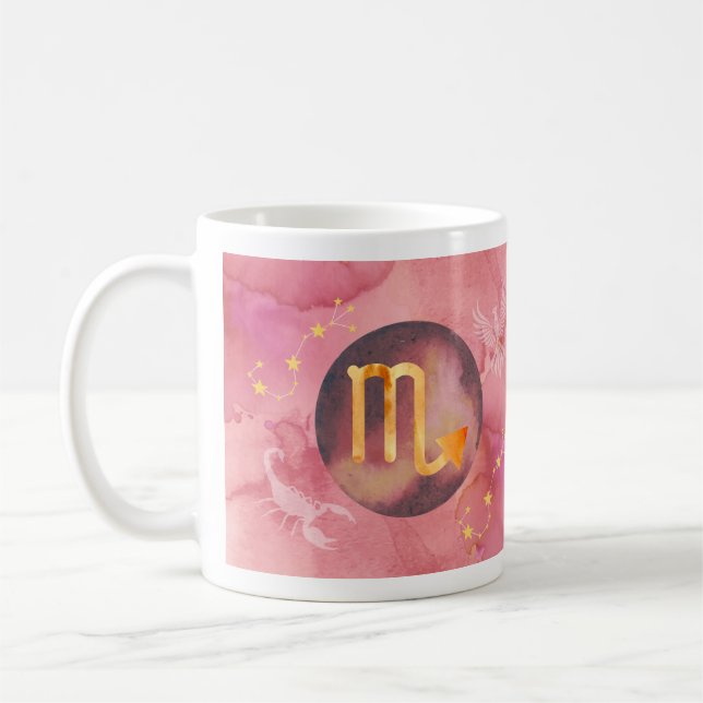 Mug Scorpio Rouge Aquarelle Astrologie Zodiac Sign Mus (Gauche)