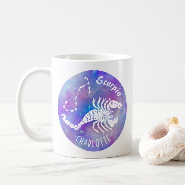 Mug Scorpio Scorpion Constellation Étoiles Nom Anniver (Avec donut)