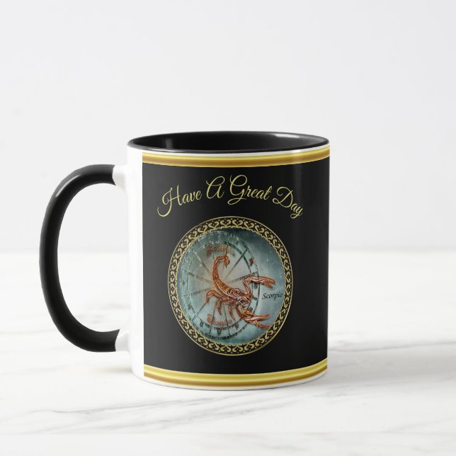 Mug Scorpio Zodiac Astrologie noir feuille d'or design (Gauche)