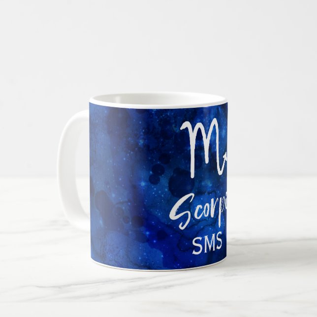 Mug Scorpio Zodiac Constellation Bleu Galaxie Monogram (Devant gauche)