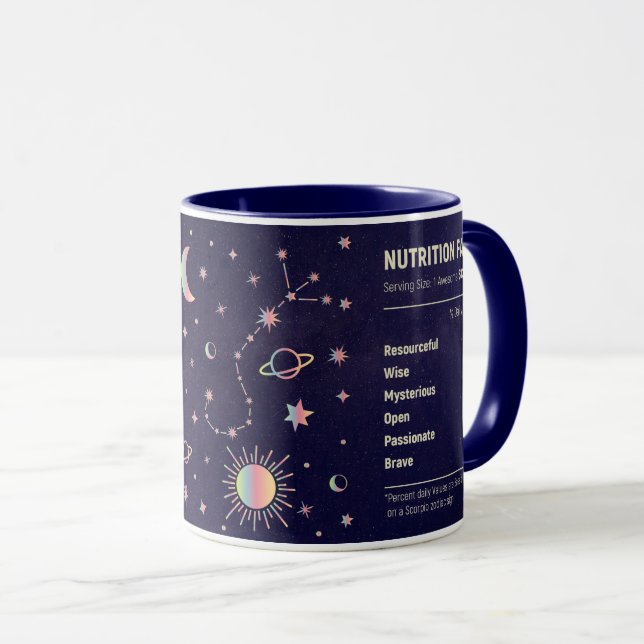 Mug Scorpio zodiac constellation et des faits de trait (Devant droit)