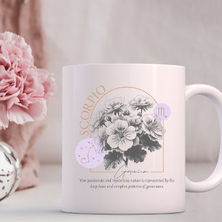Mug Scorpio zodiac fleur de naissance mois anniversair