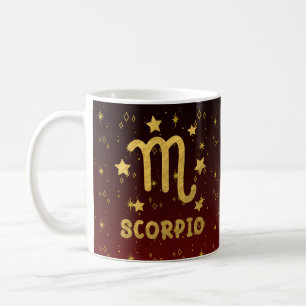 Mug Scorpio Zodiac Musique d'astrologie rouge et or