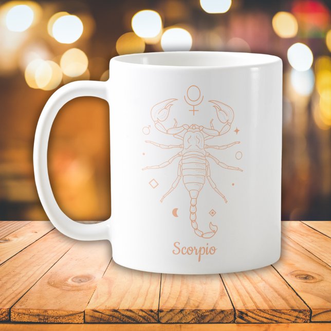 Mug Scorpion Ligne Artistique Blanc Pêche (Créateur téléchargé)