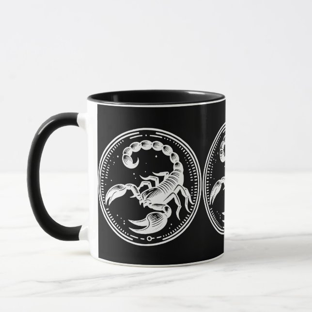 Mug Scorpion noir blanc Astrologie Scorpion SIGNE Zodi (Gauche)