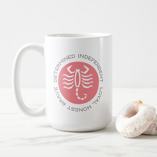 Mug Scorpion rose Traits Étoile Zodiaque Panneau Café  (Avec donut)