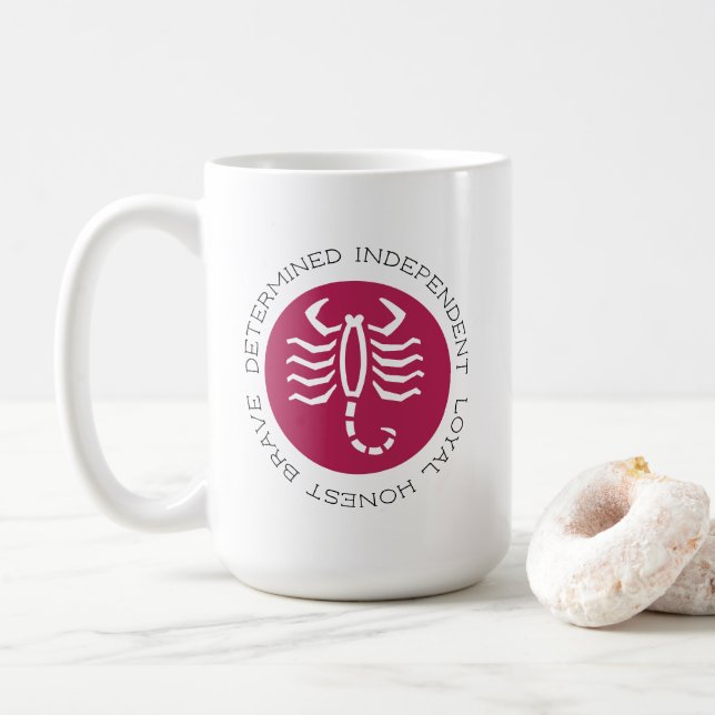 Mug Scorpion rouge framboise Traits Symbole Zodiac Sta (Avec donut)