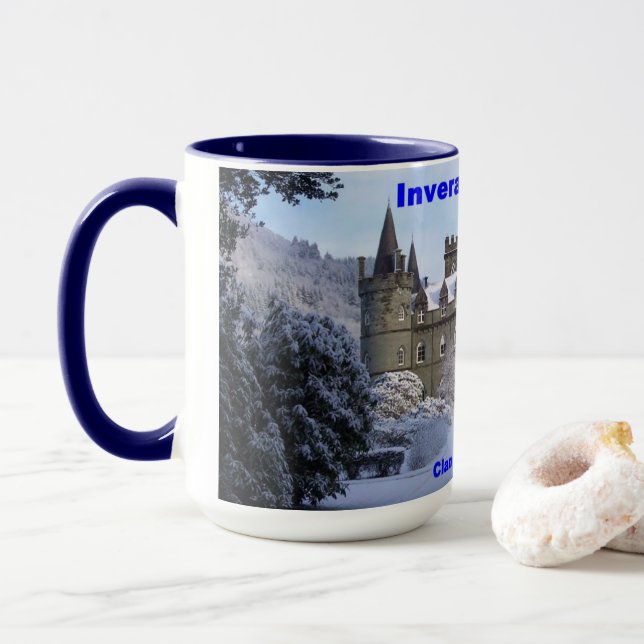 Mug Scotland Snow Inveraray Castle Campbell Clan (Avec donut)