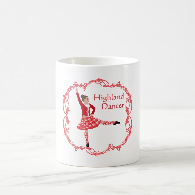 Mug Scottish Highland Dancer Celtic Knotwork Rouge (Centre)