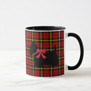 Mug Scottish Terrier, Scotland dog, brique rouge plaid