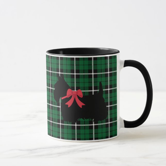 Mug Scottish Terrier, Scotland dog, Kelly green plaid (Droite)