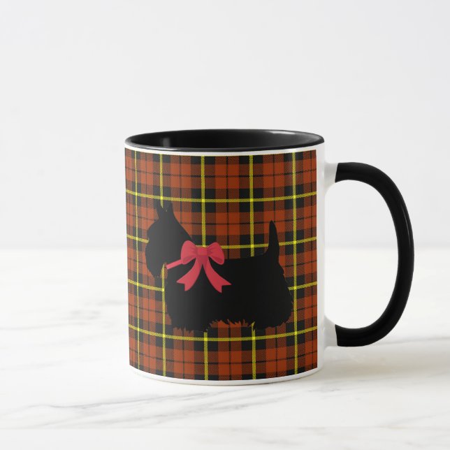Mug Scottish Terrier, Scotland dog, orange plaid (Droite)