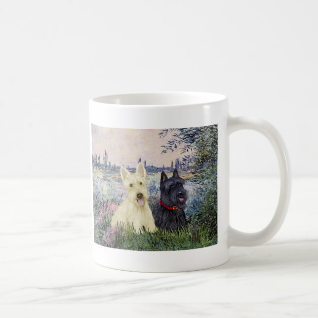 Mug Scottish Terriers (deux-BW) - Sur la Seine (Droite)