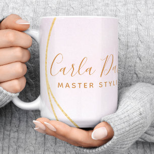 Mug Script Blush Rose Aquarelle Or Cercle Business