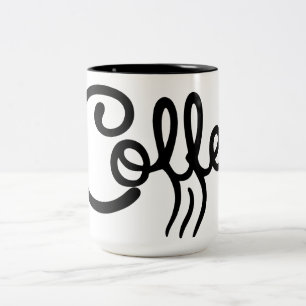 Mug Script Café Noir & Blanc Moderne - Premium