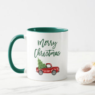 Mug Script de brosse verte Camion Vintage Arbre de No