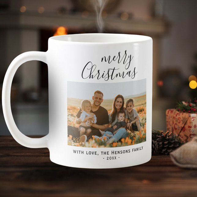 Mug Script de Noël minimal simple Joyeux Noël Photo de (Créateur téléchargé)