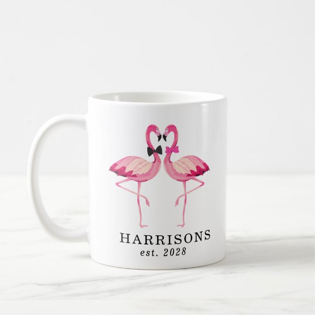 Mug Script de nom de couple marié(e) flamingo personna (Gauche)