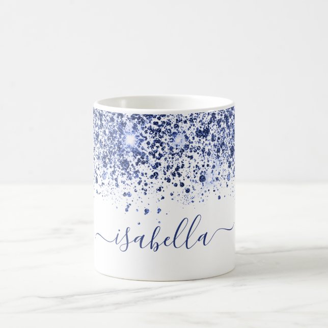 Mug Script de nom de parties scintillant bleu blanc (Centre)