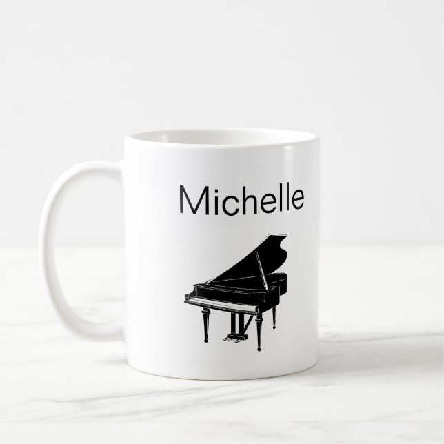 Mug Script de notes de musique pour piano Nom Café M n (Gauche)