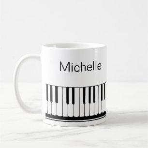 Mug Script de notes de musique pour piano Nom Café M n