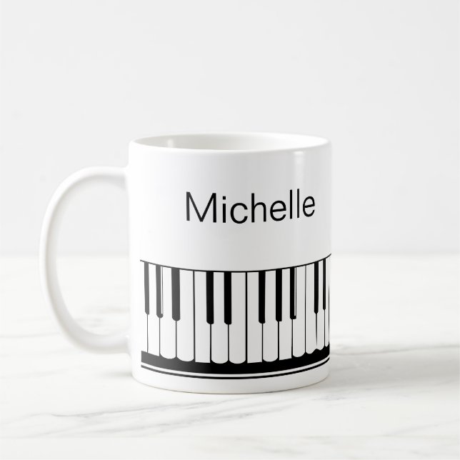 Mug Script de notes de musique pour piano Nom Café M n (Gauche)