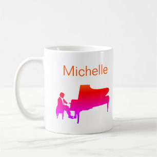 Mug Script de notes de musique pour piano Nom Café M n