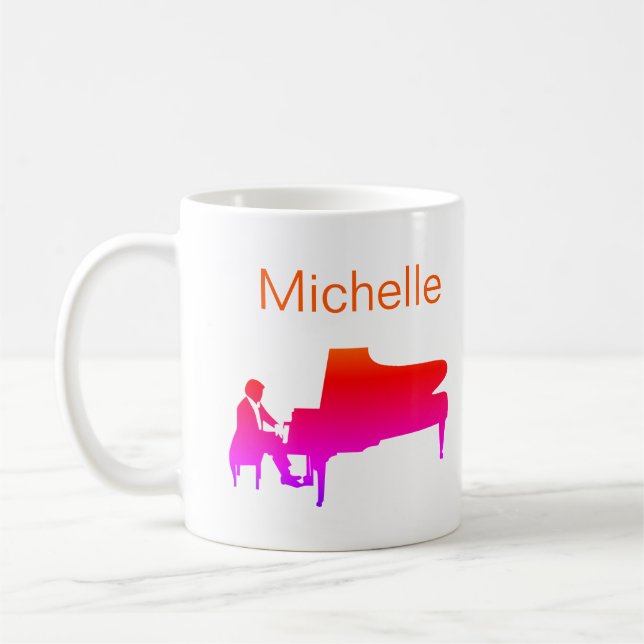 Mug Script de notes de musique pour piano Nom Café M n (Gauche)