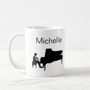 Mug Script de notes de musique pour piano Nom Café noi