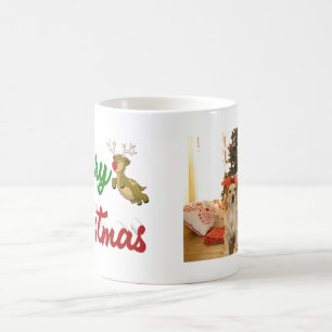 Mug Script de photo de rennes volants de Joyeux Noël