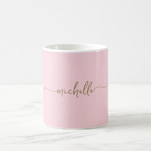 Mug Script de signature de Monogramme or rose vif