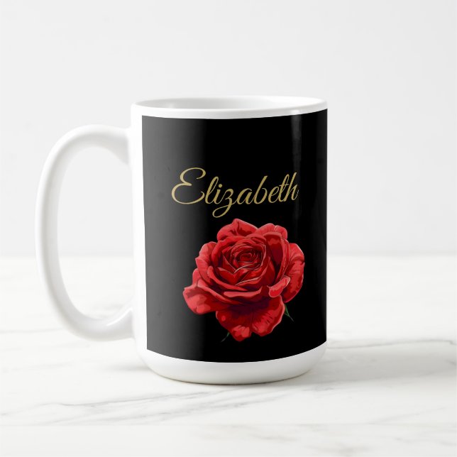 Mug Script doré personnalisé Elégant Rose rouge Person (Gauche)