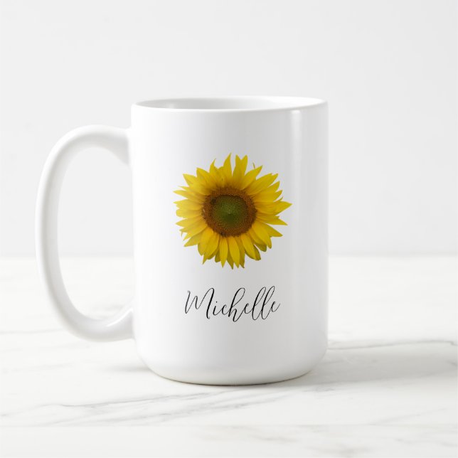 Mug Script élégant de tournesol botanique (Gauche)