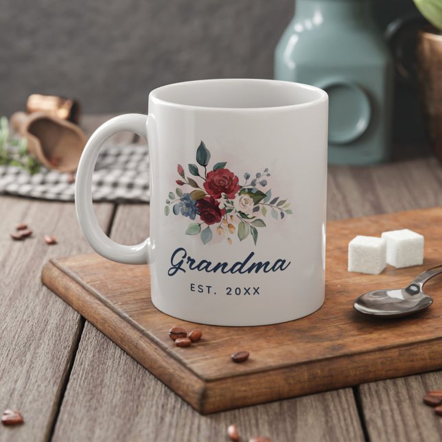 Mug Script floral élégant grand-mère personnalisé (Créateur téléchargé)