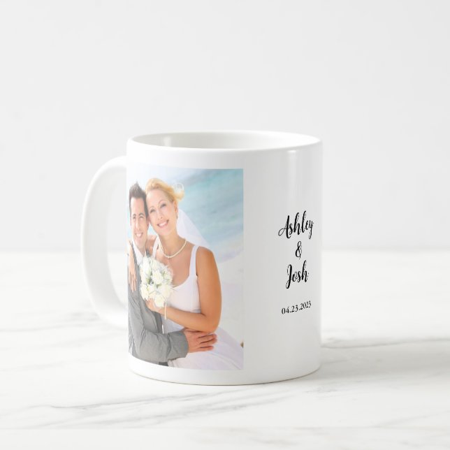 Mug Script manuscrit photo mariage (Devant gauche)