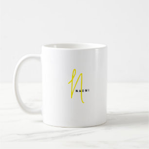 Mug Script Minimaliste   Monogramme et Nom Personnalis