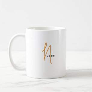 Mug Script Minimaliste   Monogramme et Nom Personnalis