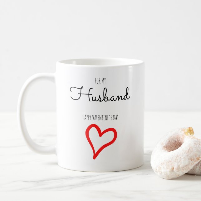 Mug Script minimaliste personnalisé Coeur Saint-Valent (Avec donut)
